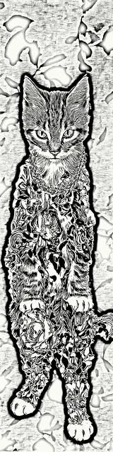 Free colorable bookmarks of a standing cat